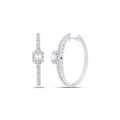 14K WHITE GOLD EMERALD DIAMOND HOOP EARRINGS 1 CTTW Yumna Jewelers