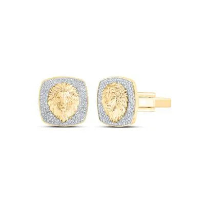 1CTW-DIA NK LION FACE CUFF LINK Yumna Jewelers