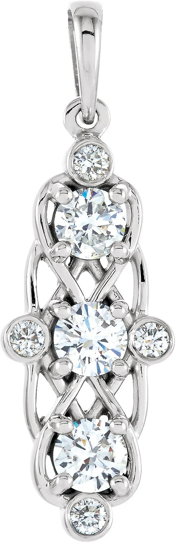 14K Rose Three Stone Pendant | Yumna Jewelers