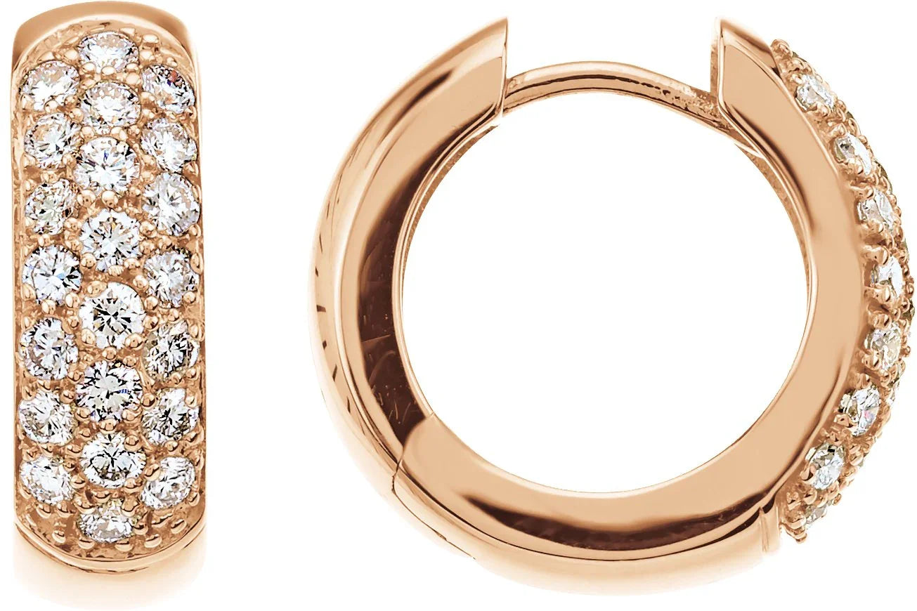 14K Rose 7/8 CTW Natural Diamond Hoop Earrings 67150:106:P