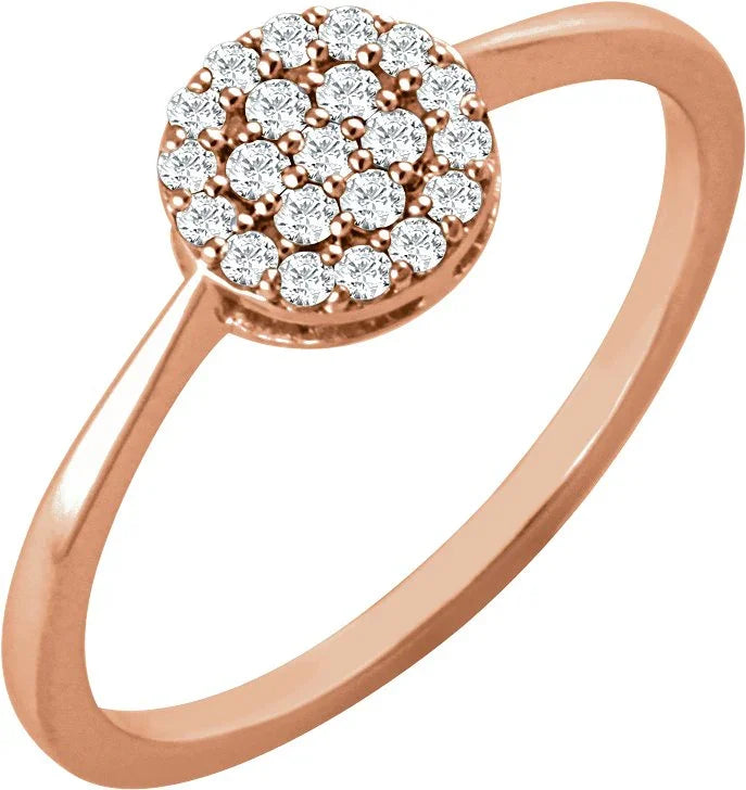 14K Rose 1/5 CTW Natural Diamond Cluster Ring 651805:60002:P