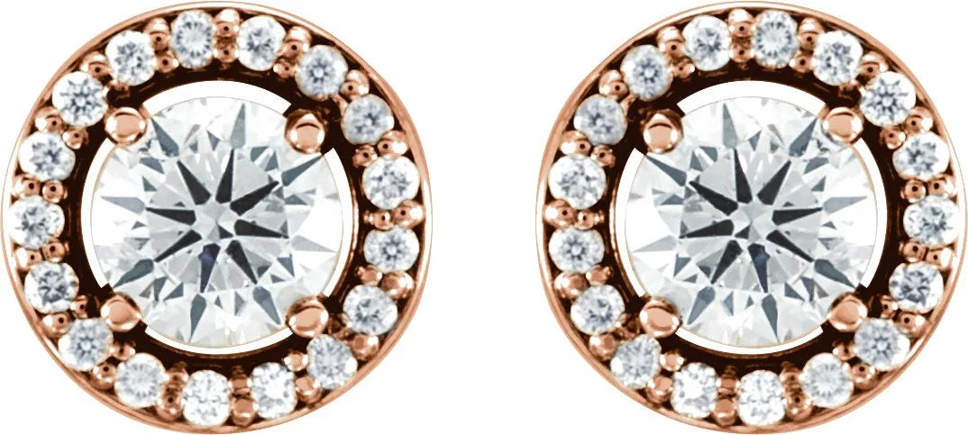 Halo Stud Diamond Earrings | 14K Diamond Earrings | Yumna Jewelers