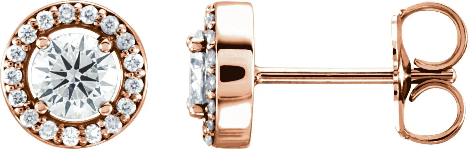 Halo Stud Diamond Earrings | 14K Diamond Earrings | Yumna Jewelers