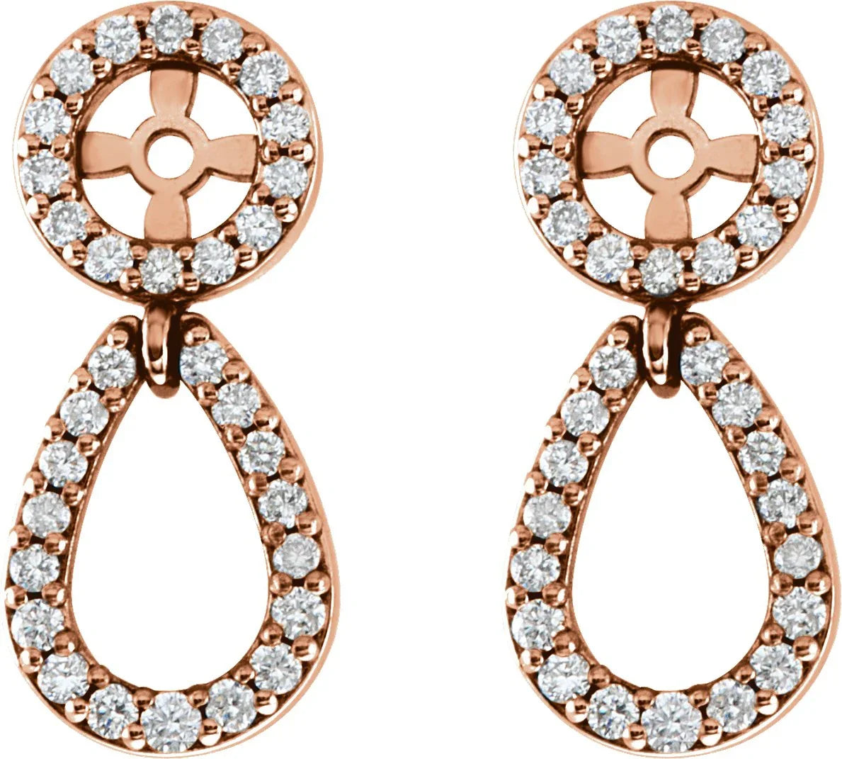 Diamond Earring Jackets | 14K Rose Earring Jackets | Yumna Jewelers