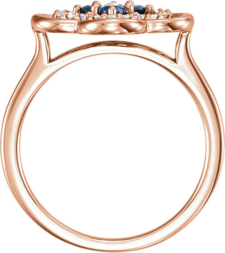 14K Rose Natural Blue Sapphire & 1/10 CTW Natural Diamond Ring 122879:654:P