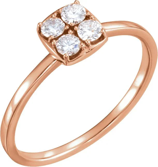 14K Rose 1/4 CTW Natural Diamond Stackable Ring 122812:602:P