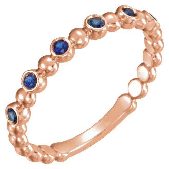 14K Rose Natural Blue Sapphire Stackable Ring 71814:602:P
