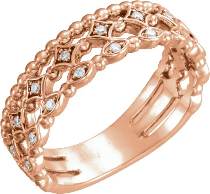 14K Rose 1/8 CTW Natural Diamond Stackable Ring 123124:602:P