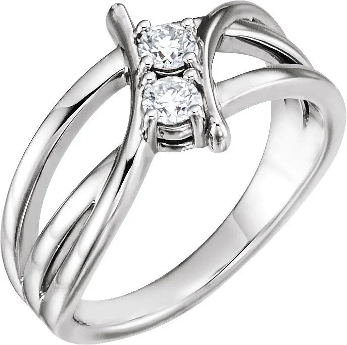 14K Rose 1/4 CTW Natural Diamond Two-Stone Ring 123228:602:P