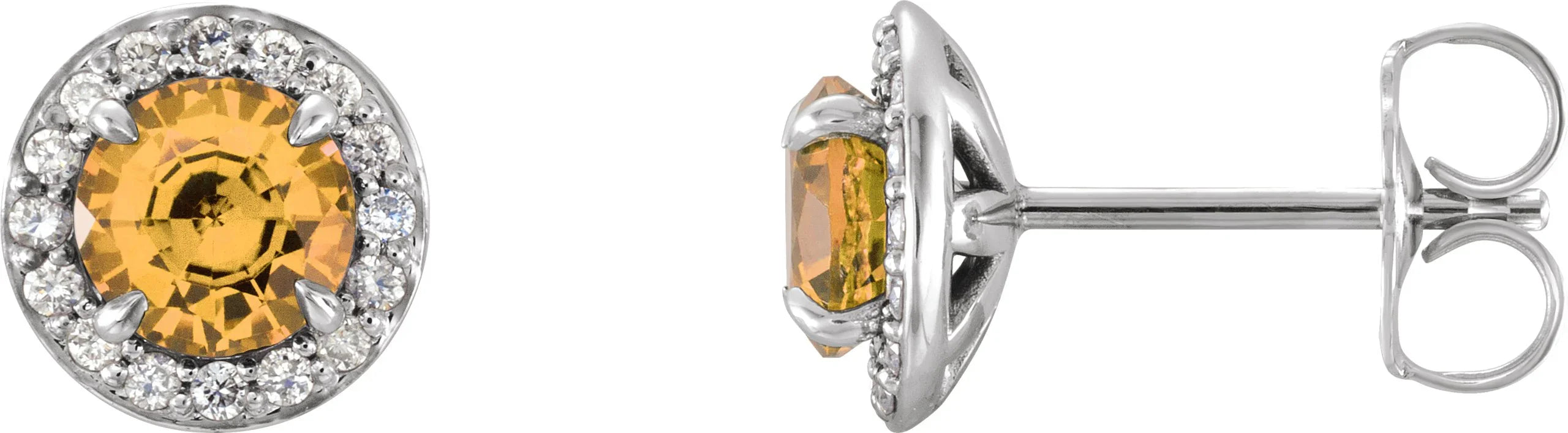 14K Rose 5 mm Natural White Sapphire & 1/8 CTW Natural Diamond Earrings 86458:6043:P