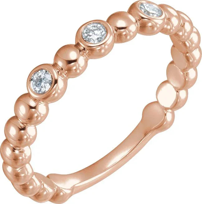 14K Rose 1/8 CTW Natural Diamond Beaded Ring 123270:602:P