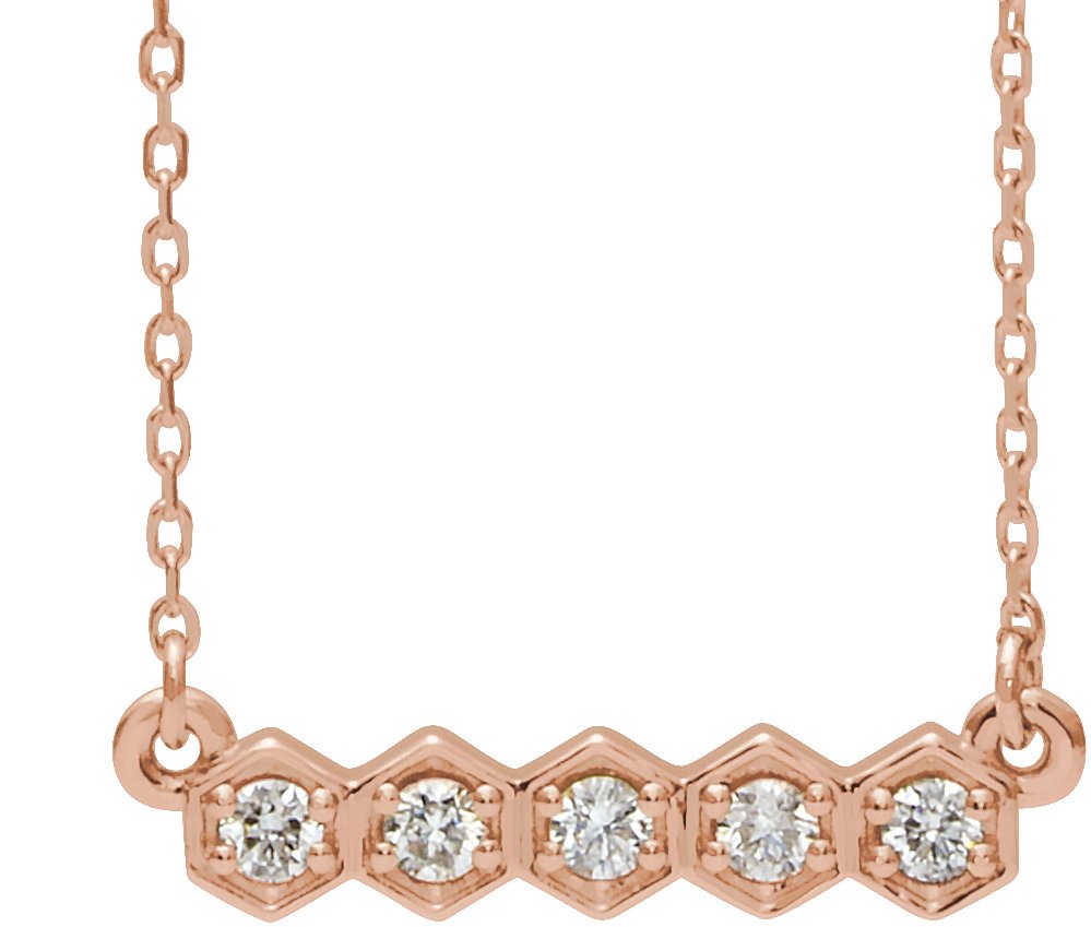 14K Rose 1/5 CTW Natural Diamond Bar 16-18" Necklace 86609:607:P