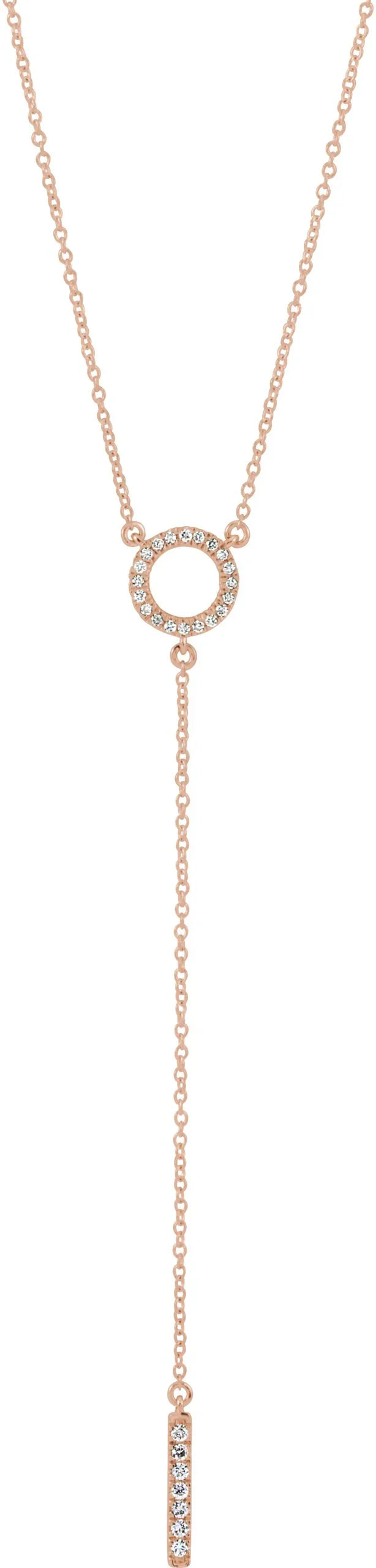 14K Rose 1/6 CTW Natural Diamond Bar 16-18" Necklace 652305:60002:P