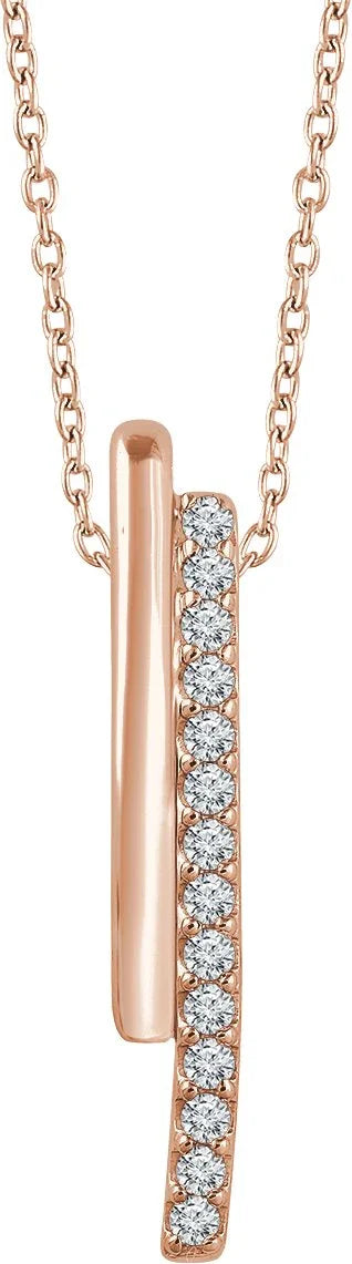 14K Rose 1/5 CTW Natural Diamond Bar 16-18" Necklace 652346:60002:P