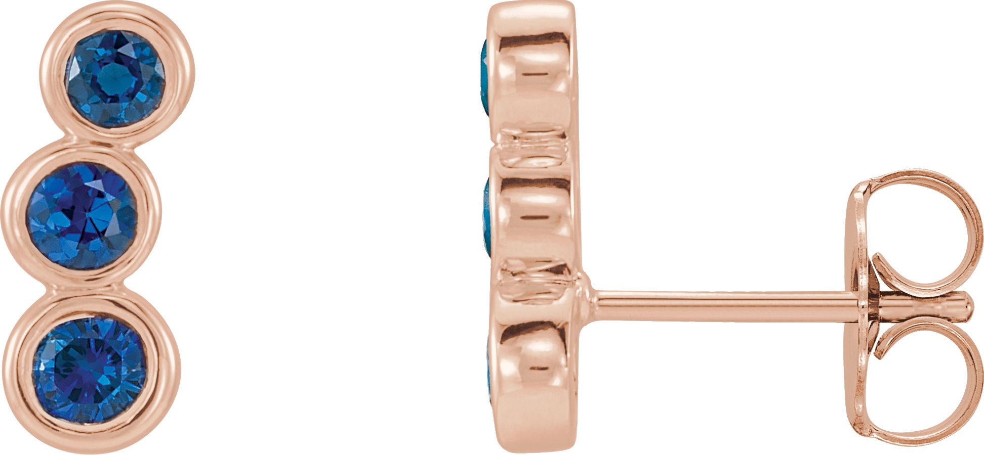14K Rose Natural Blue Sapphire Ear Climbers 86701:602:P