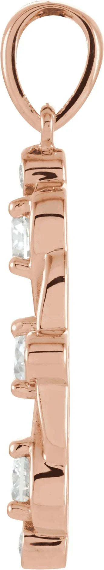 14K Rose Three Stone Pendant | Yumna Jewelers