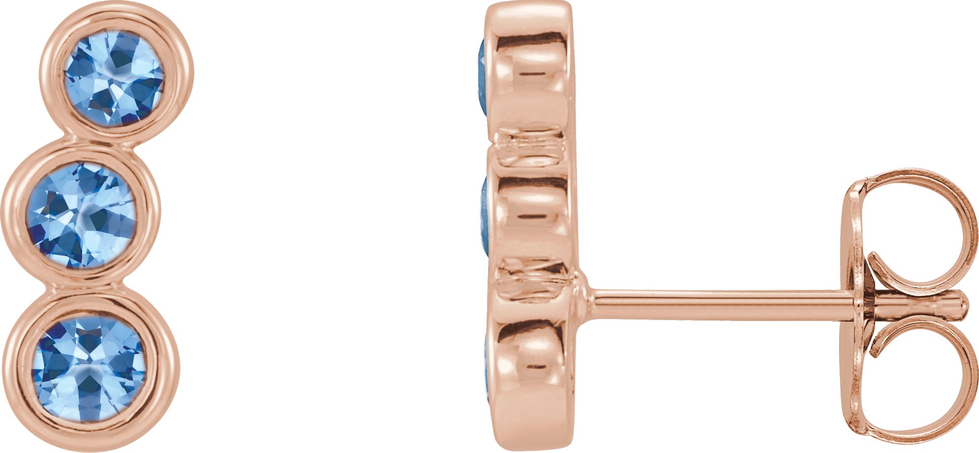 14K Rose Natural Aquamarine Ear Climbers 86701:617:P