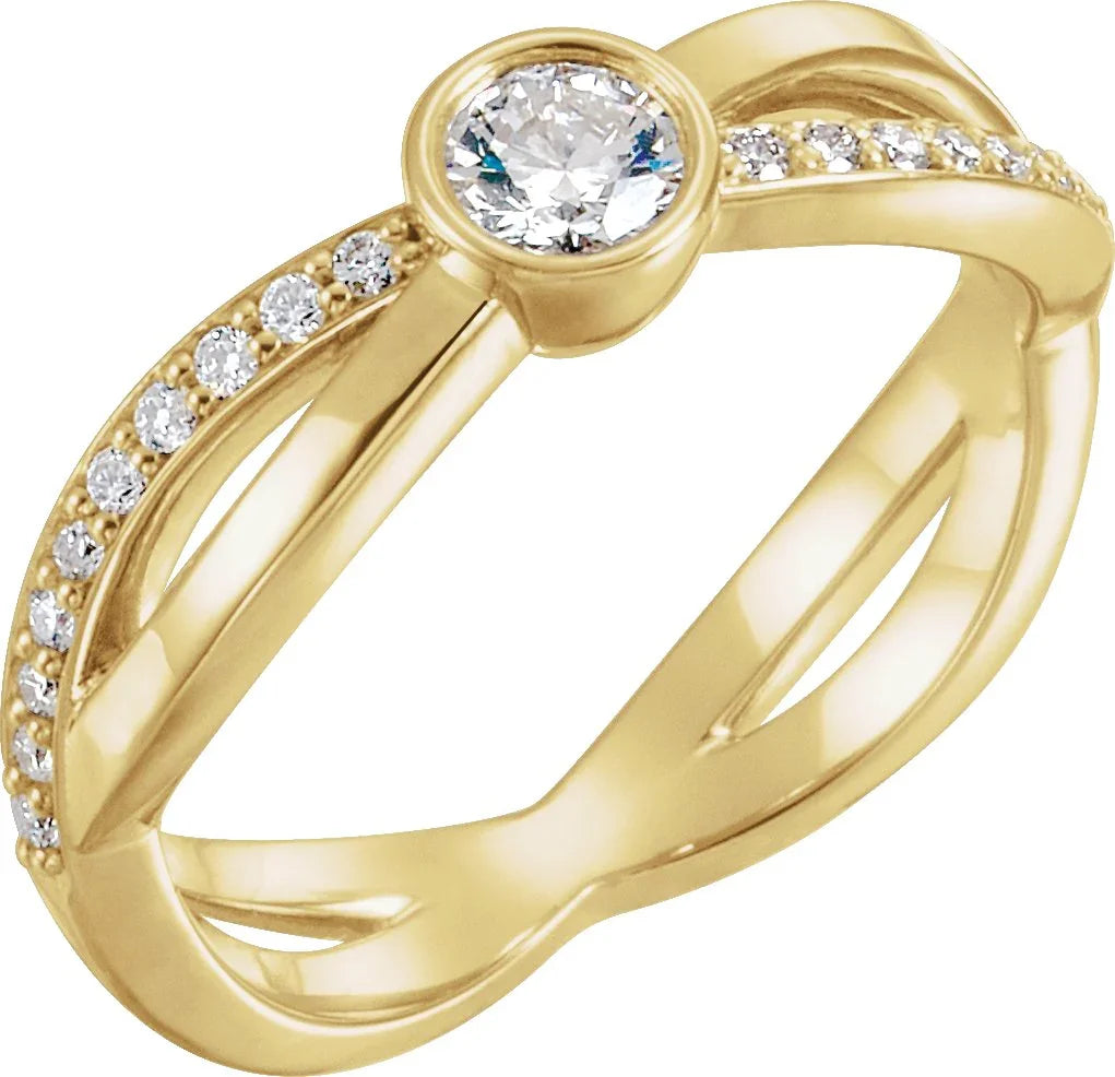 14K Rose Round Diamond Ring | Yumna Jewelers