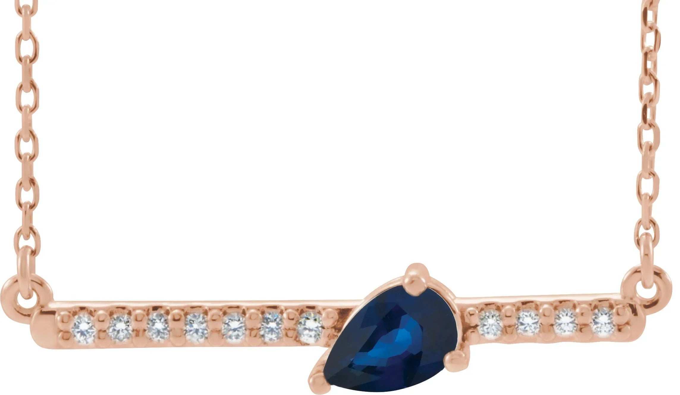 14K Rose Lab-Grown Blue Sapphire & 1/8 CTW Natural Diamond 18" Necklace 86812:742:P