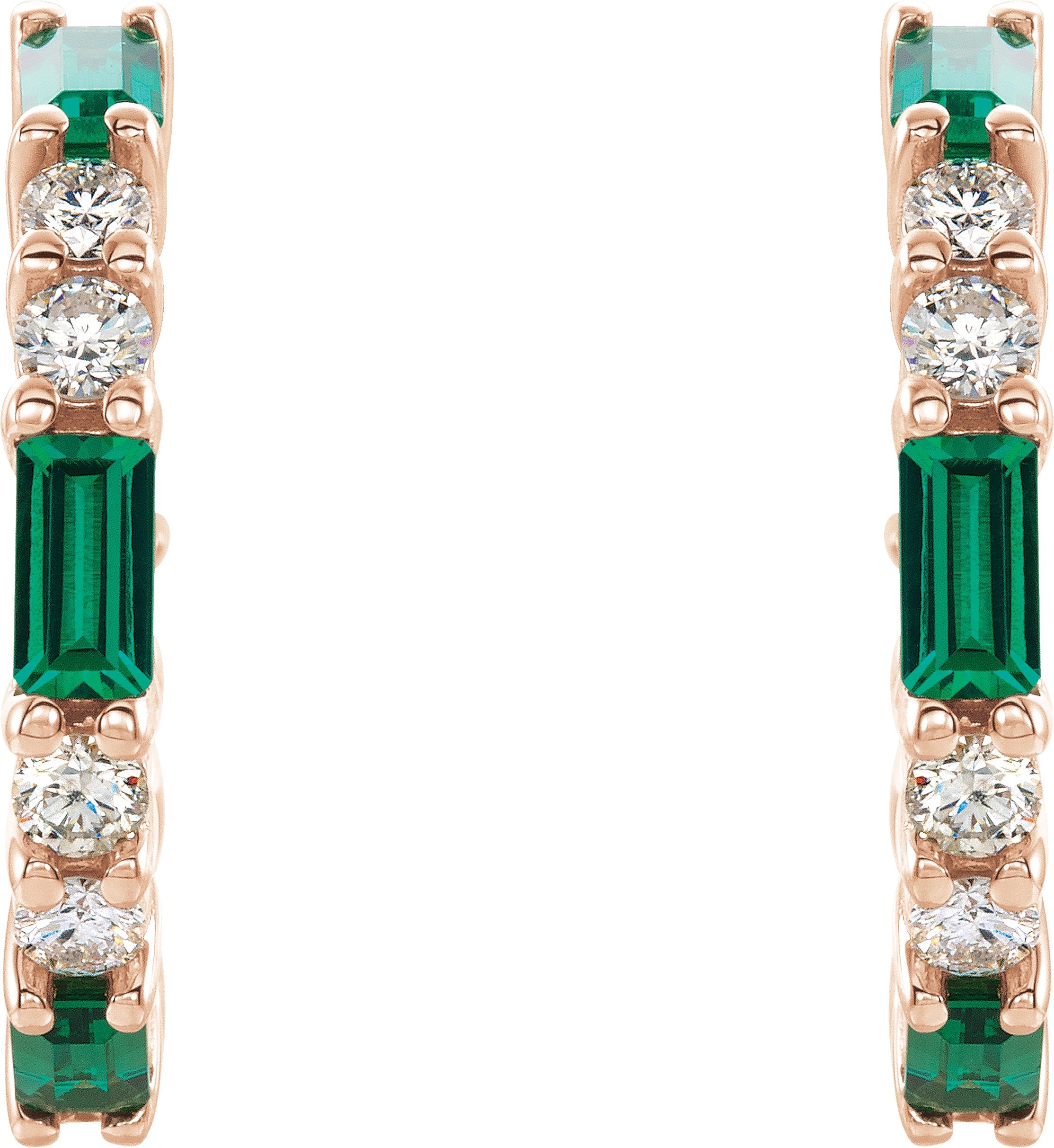 14K Rose Natural Emerald & 1/2 CTW Natural Diamond Earrings 86789:638:P
