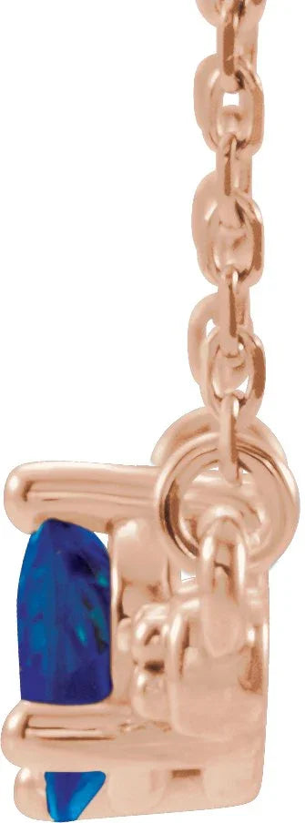 14K Rose Lab-Grown Blue Sapphire & 1/8 CTW Natural Diamond 16" Necklace 86812:667:P