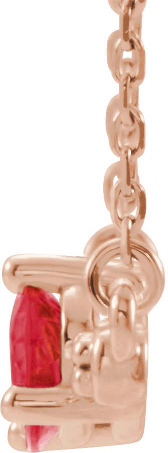14K Rose Lab-Grown Ruby & 1/8 CTW Natural Diamond 18" Necklace 86812:727:P