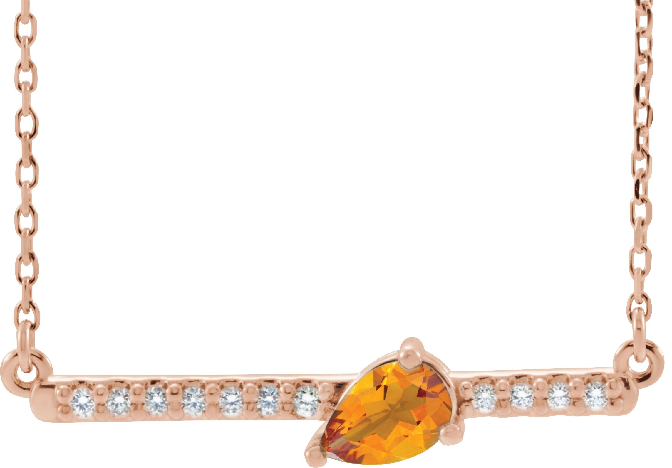 14K Rose Natural Citrine & 1/8 CTW Natural Diamond 18" Necklace 86812:752:P