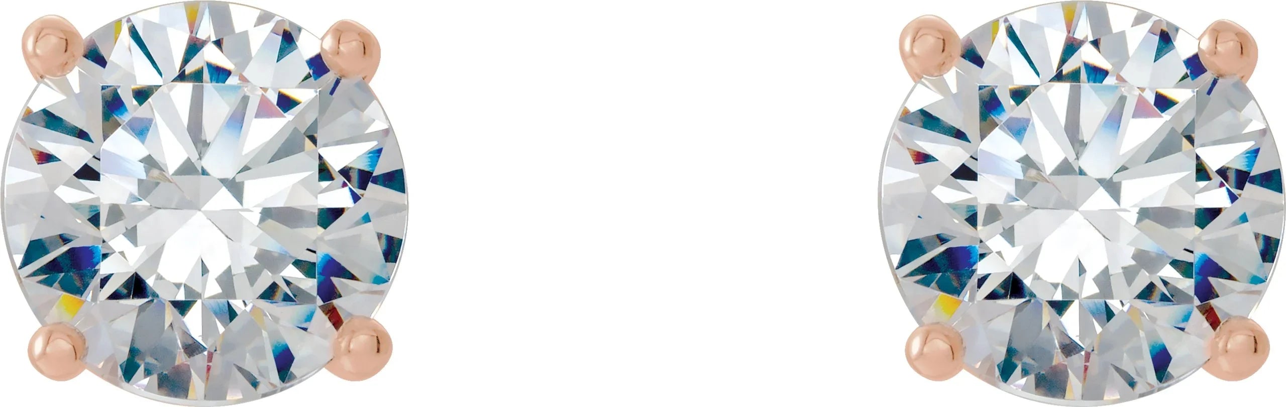 14K Rose 2 CTW Lab-Grown Diamond 4-Prong Stud Earrings 688850:LG644:P