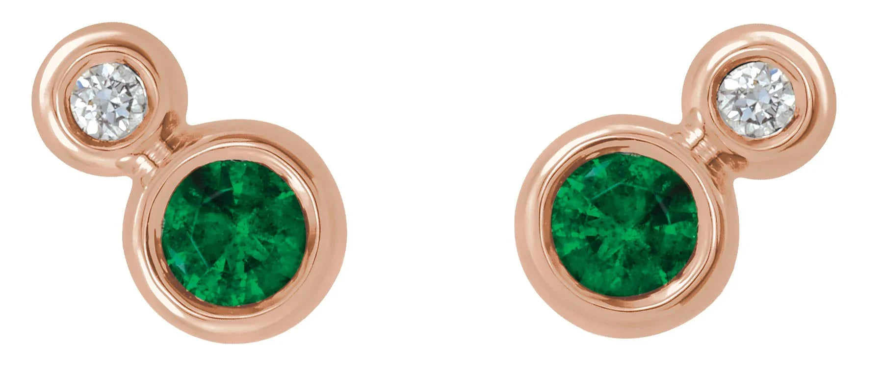 1/8 CTW Natural Emerald Diamond Earrings | Yumna Jewelers