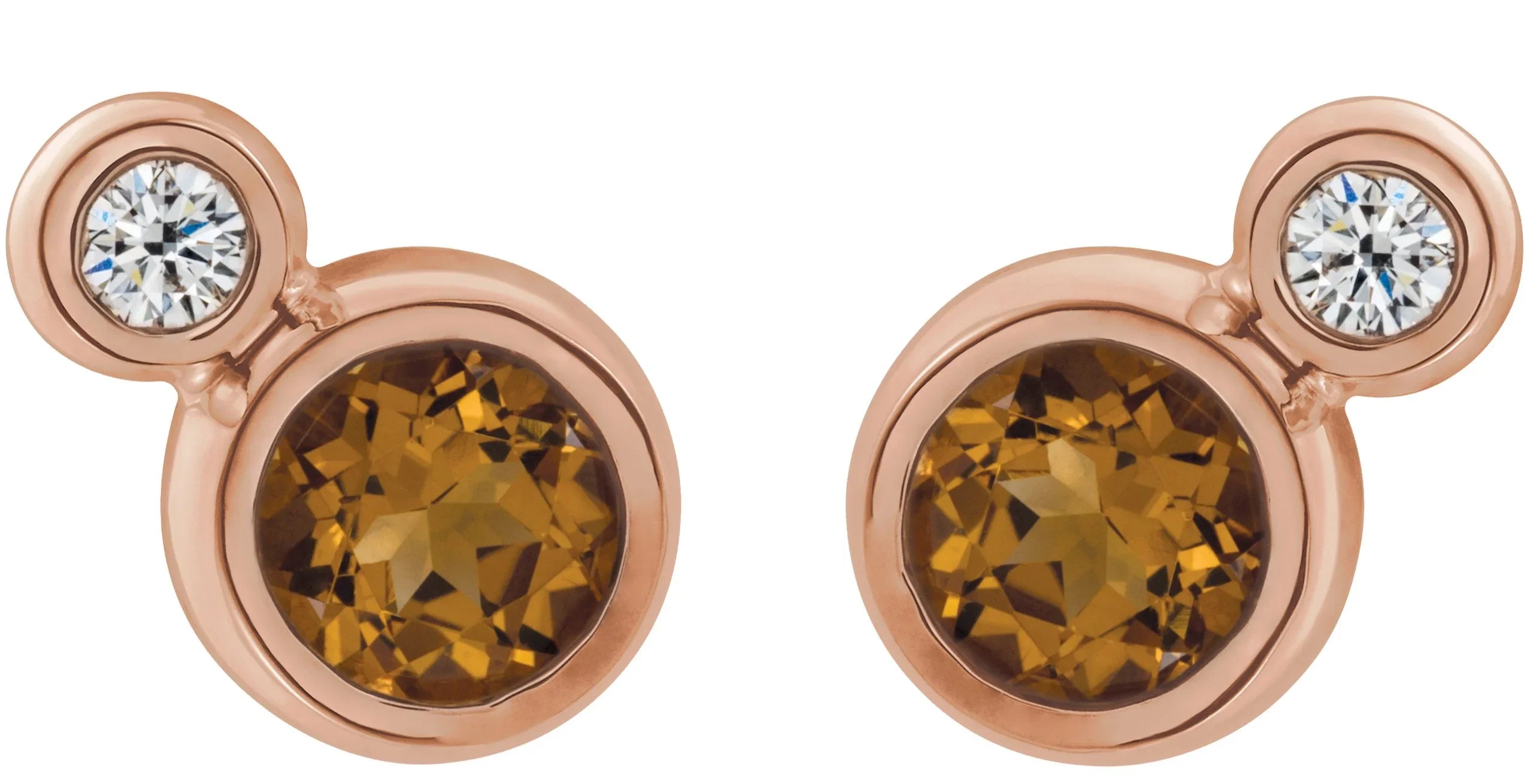 14K Rose Natural Citrine Earrings | Yumna Jewelers