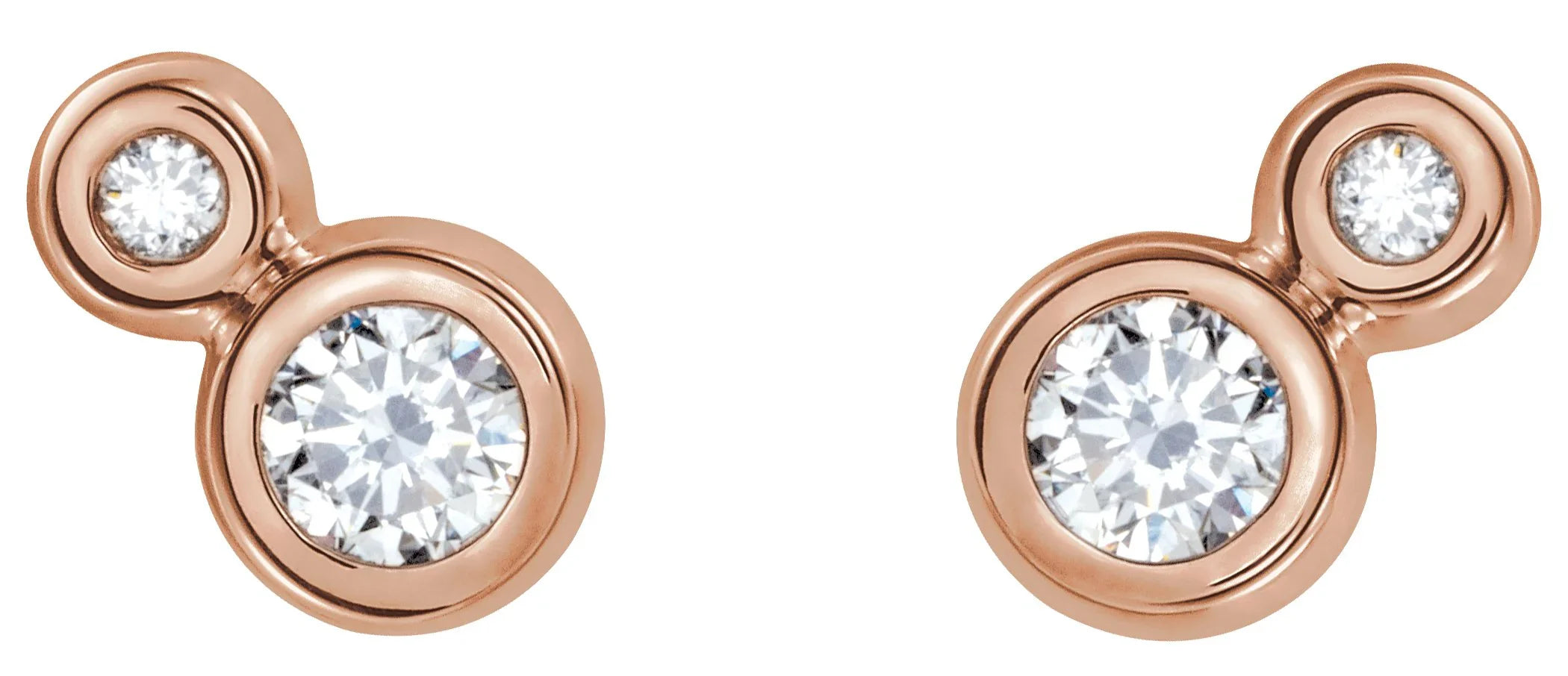 14K Rose 5 mm Natural White Sapphire & 1/8 CTW Natural Diamond Earrings 86888:6232:P