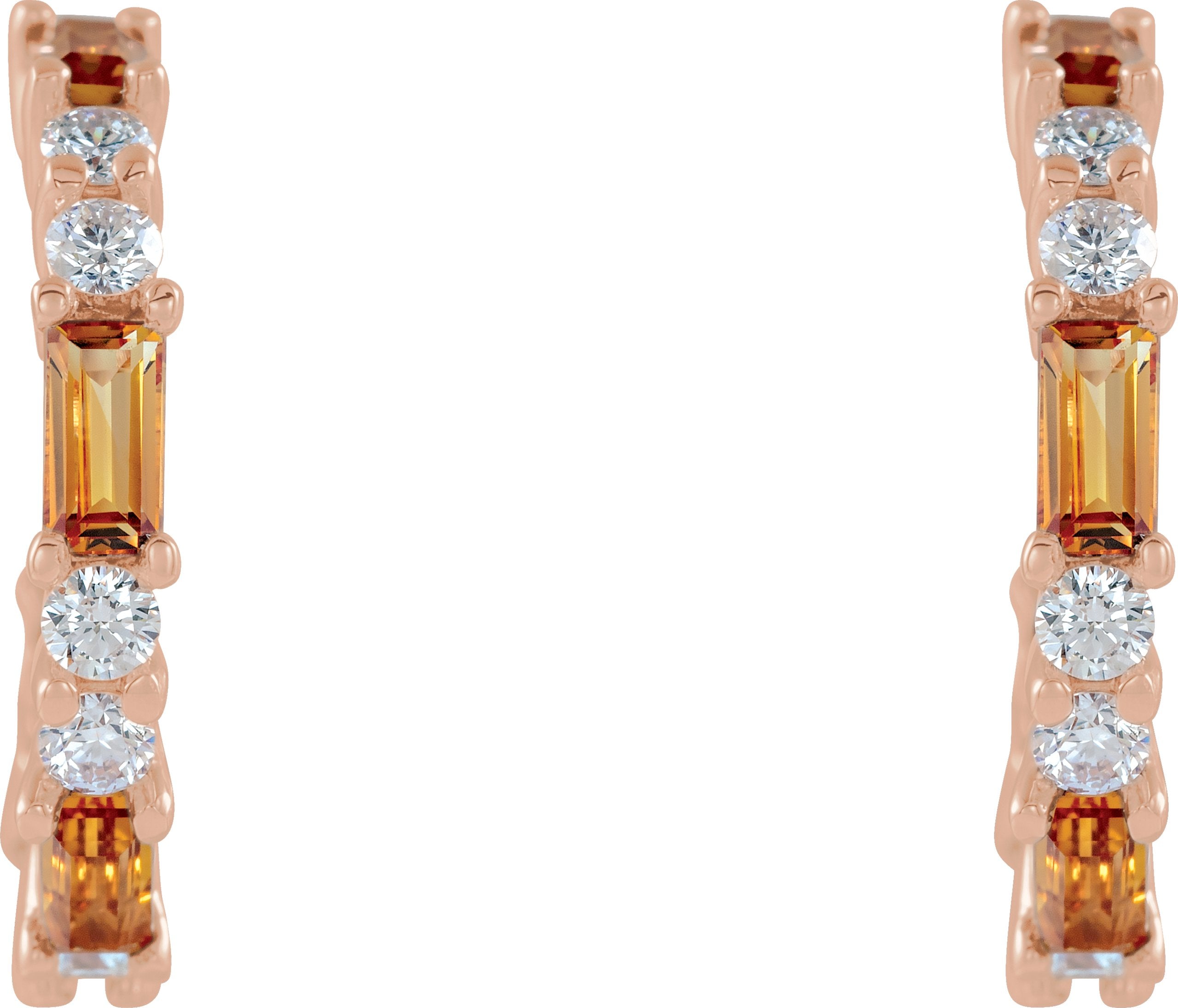 14K Rose Natural Citrine & 1/2 CTW Natural Diamond Earrings 86789:668:P