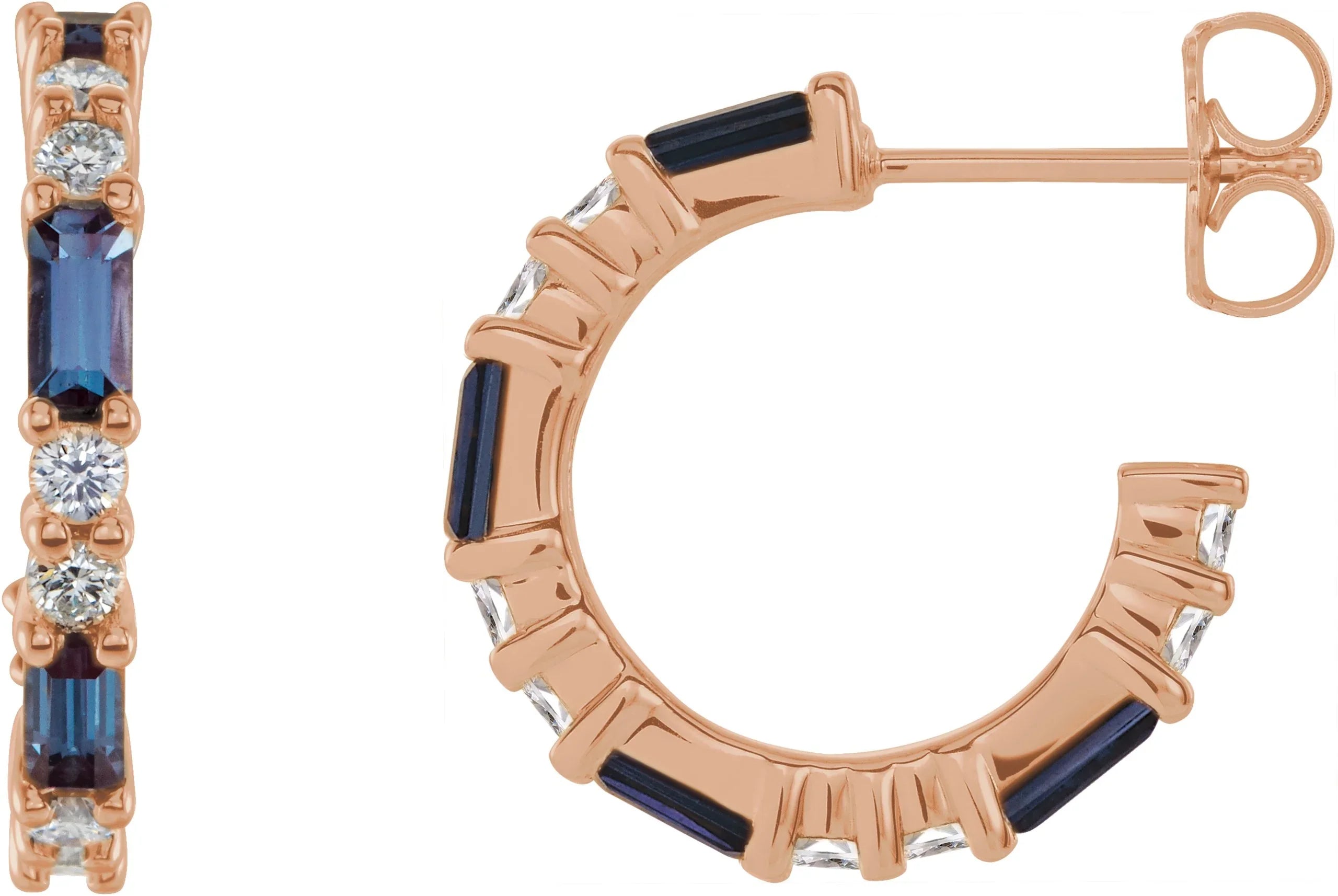 14K Rose Lab-Grown Alexandrite & 1/2 CTW Natural Diamond Earrings 86789:648:P