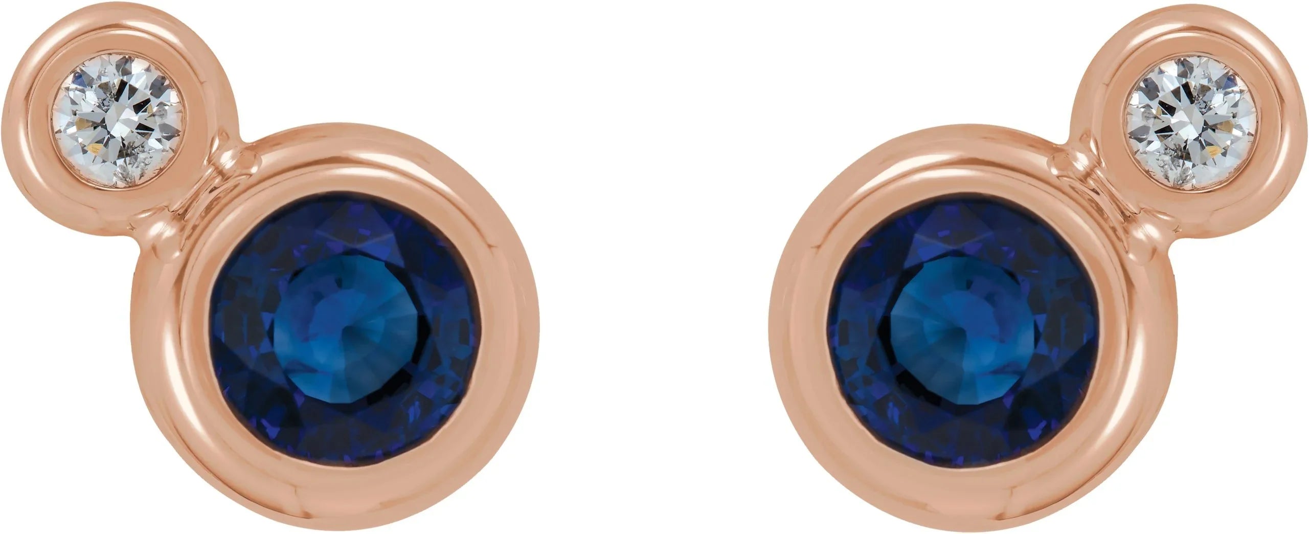 1/8 CTW Diamond Blue Sapphire Earrings | Yumna Jewelers