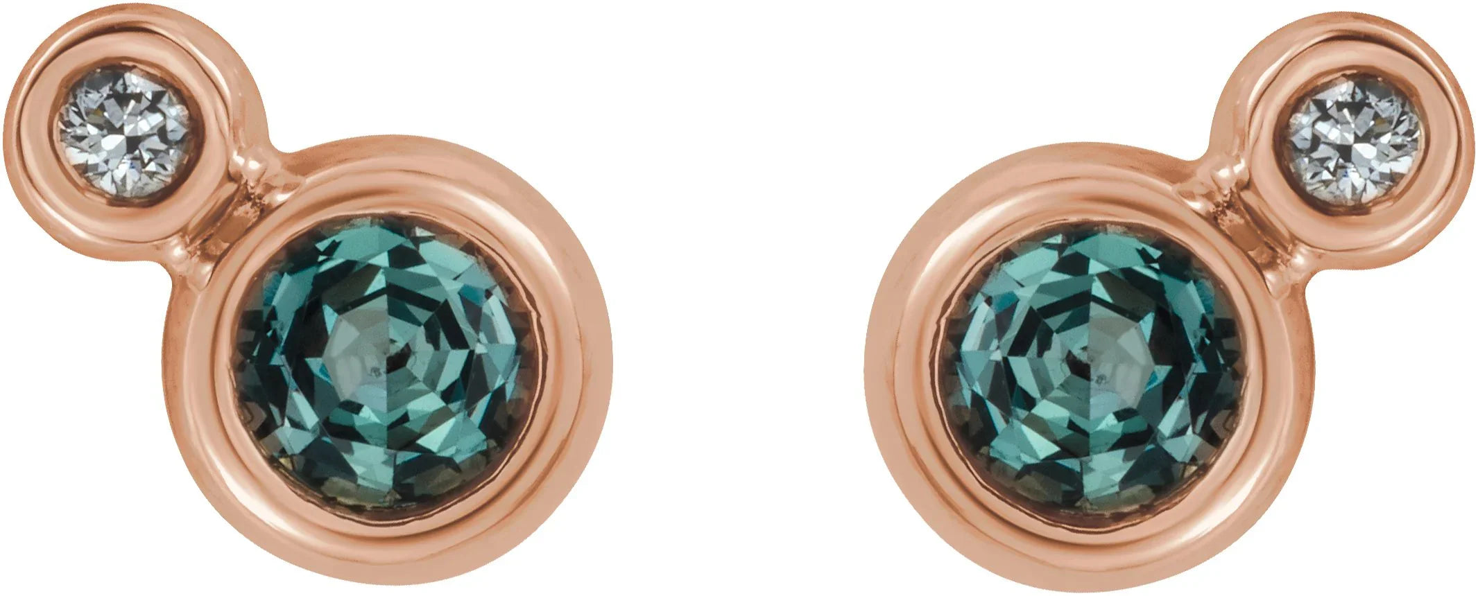 14K Rose 5 mm Lab-Grown Alexandrite & 1/8 CTW Natural Diamond Earrings 86888:6218:P