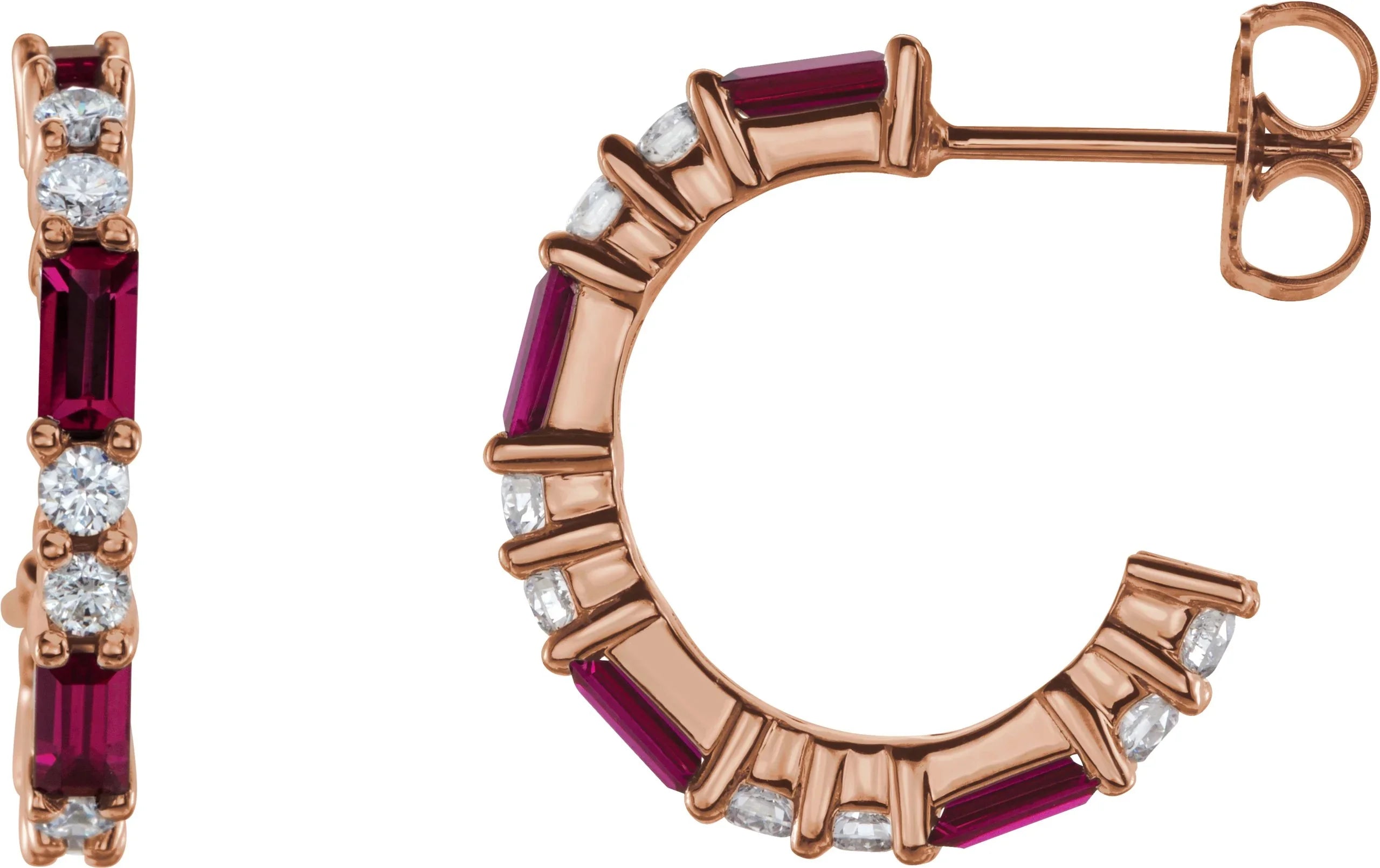 14K Rose Lab-Grown Ruby & 1/2 CTW Natural Diamond Earrings 86789:658:P