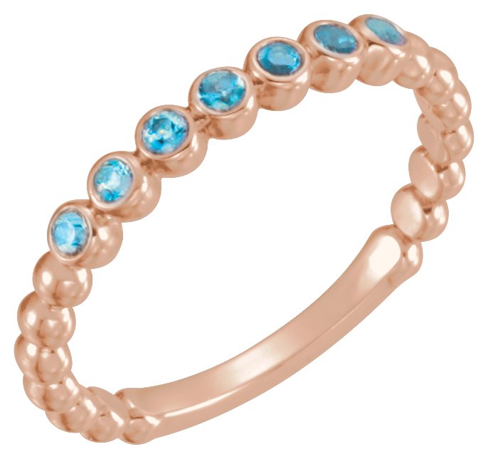 14K Rose Natural Blue Zircon Stackable Ring 71813:632:P