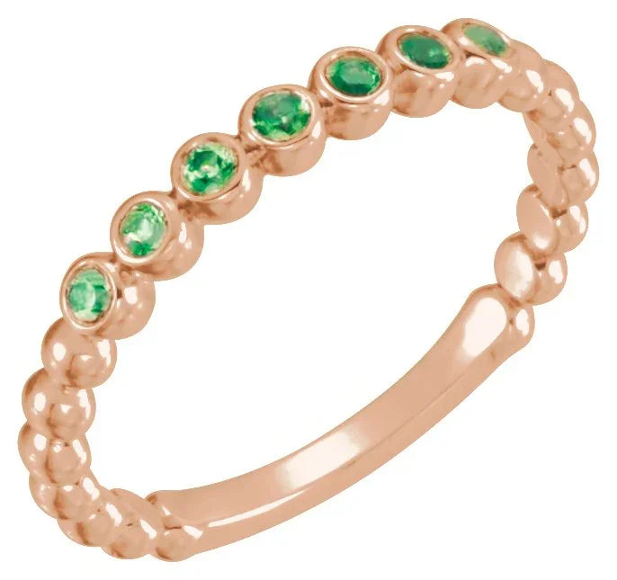 14K Rose Lab-Grown Emerald Stackable Ring 71813:614:P