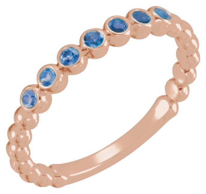 14K Rose Natural Blue Sapphire Stackable Ring 71813:626:P