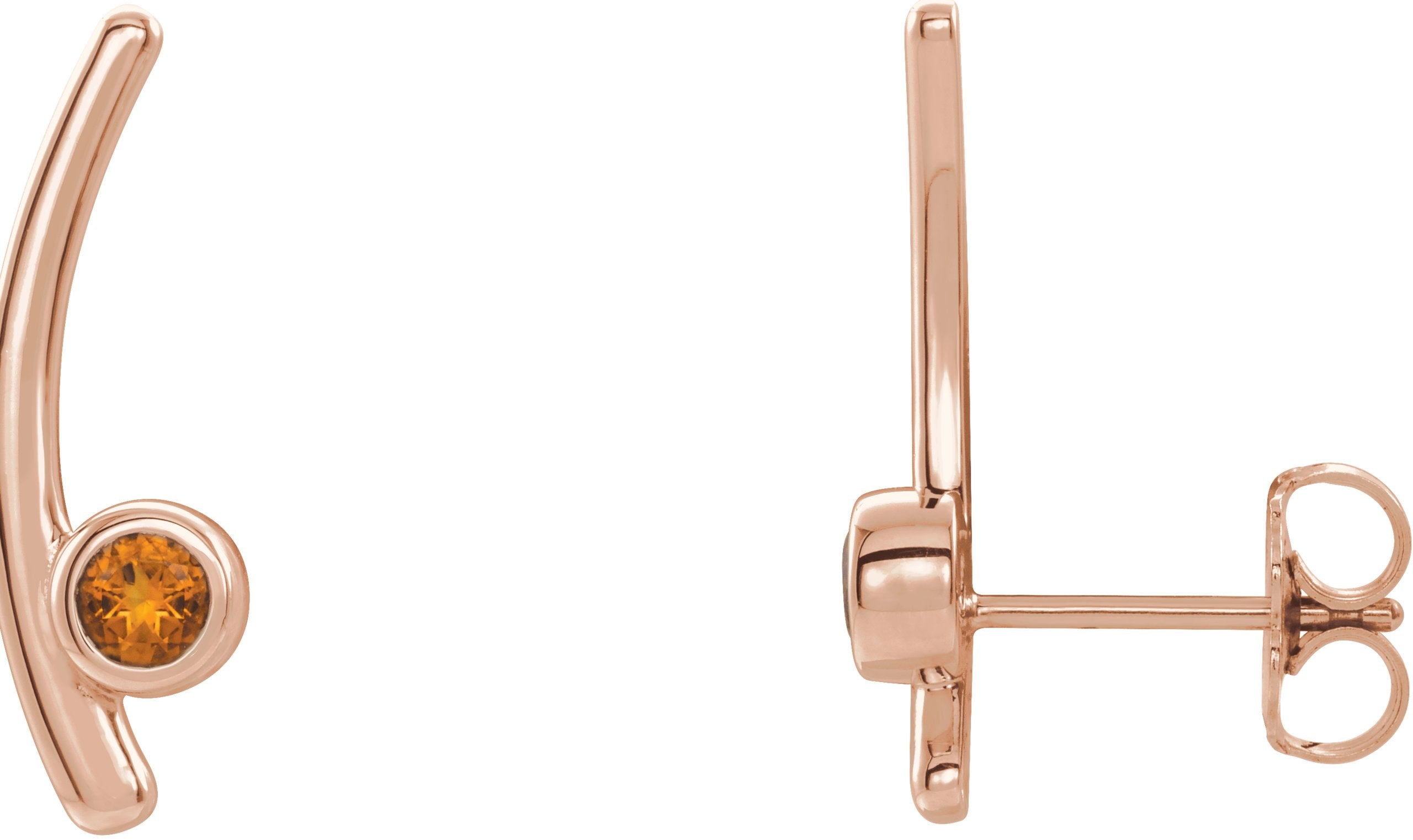14K Rose Natural Citrine Ear Climbers 86861:644:P