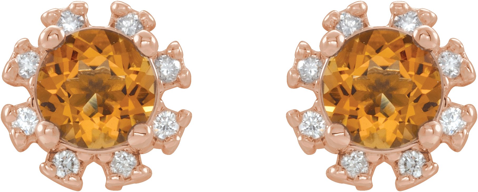 14K Rose Natural Citrine & 1/2 CTW Natural Diamond Earrings 2000028:6257:P