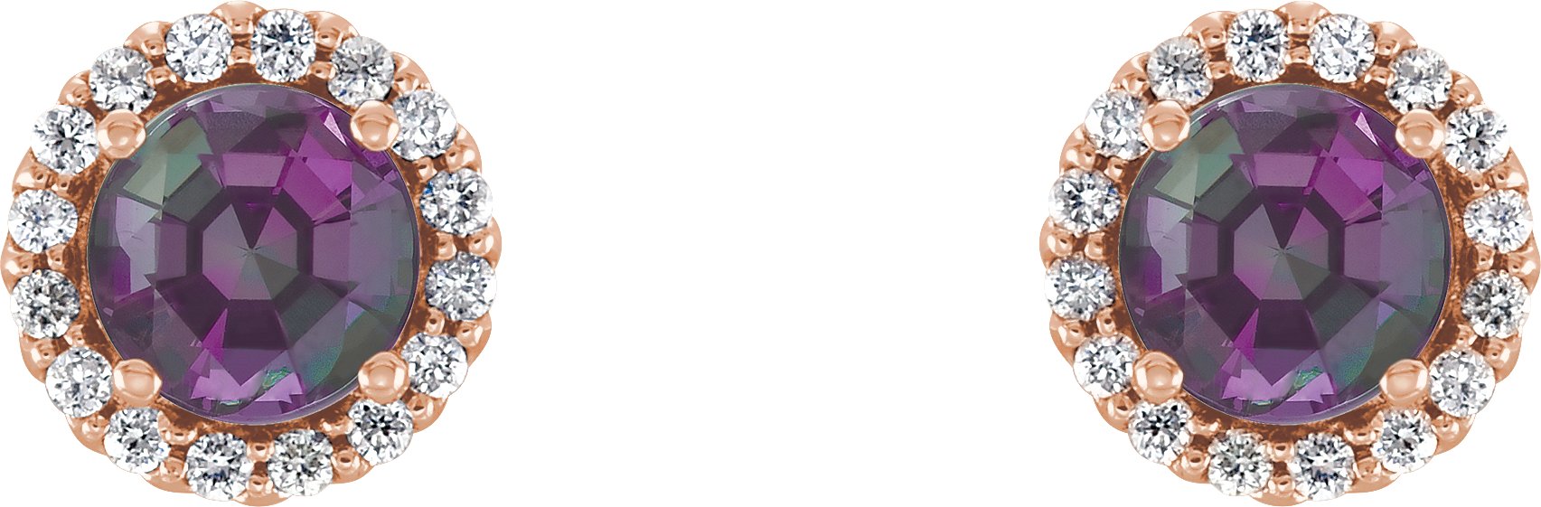 14K Rose 5 mm Lab-Grown Alexandrite & 1/8 CTW Natural Diamond Earrings 86509:1012:P