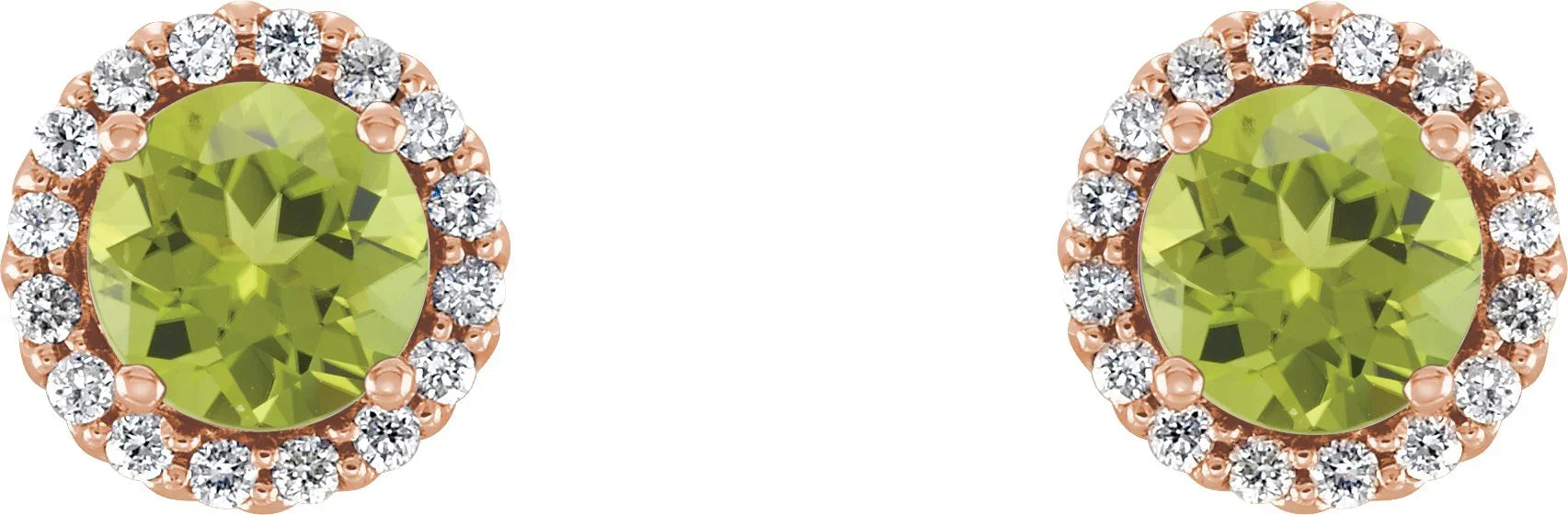 14K Rose 5 mm Natural Peridot & 1/8 CTW Natural Diamond Earrings 86509:1027:P