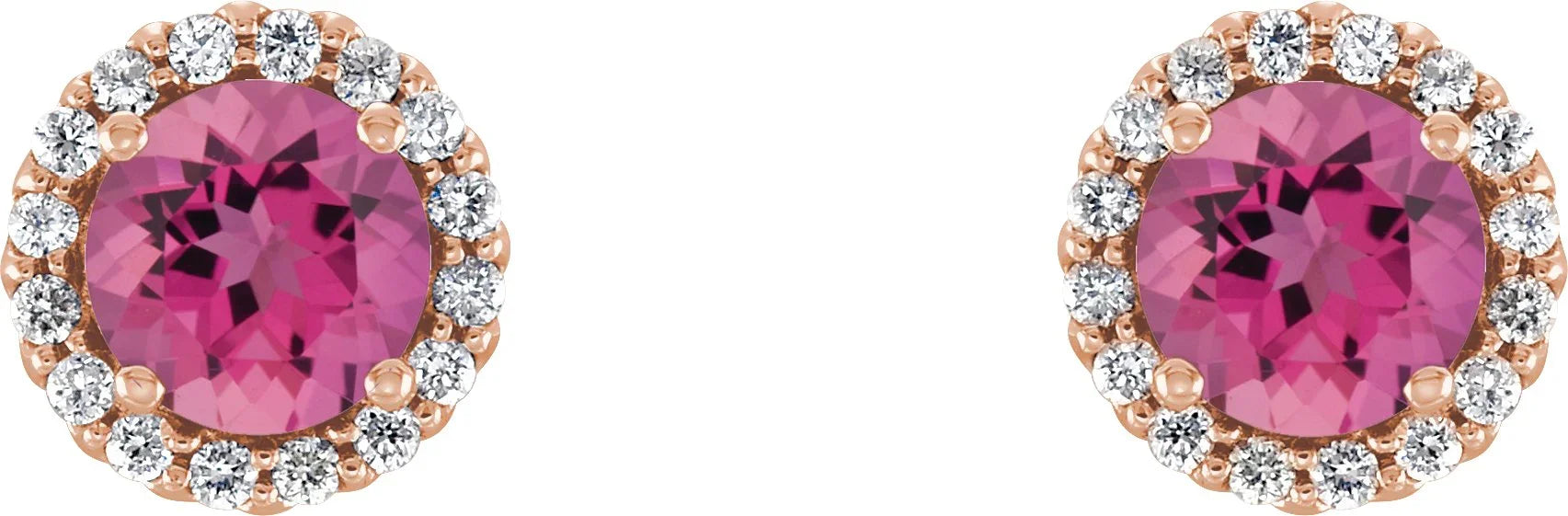 14K Rose 5 mm Natural Pink Tourmaline & 1/8 CTW Natural Diamond Earrings 86509:1037:P