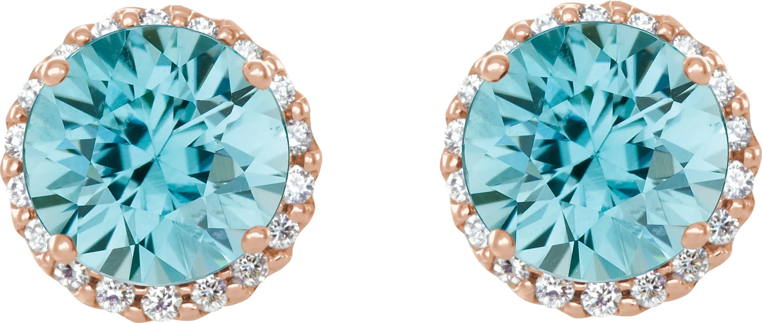 1/8 CTW Diamond Blue Zircon Earrings | Yumna Jewelers