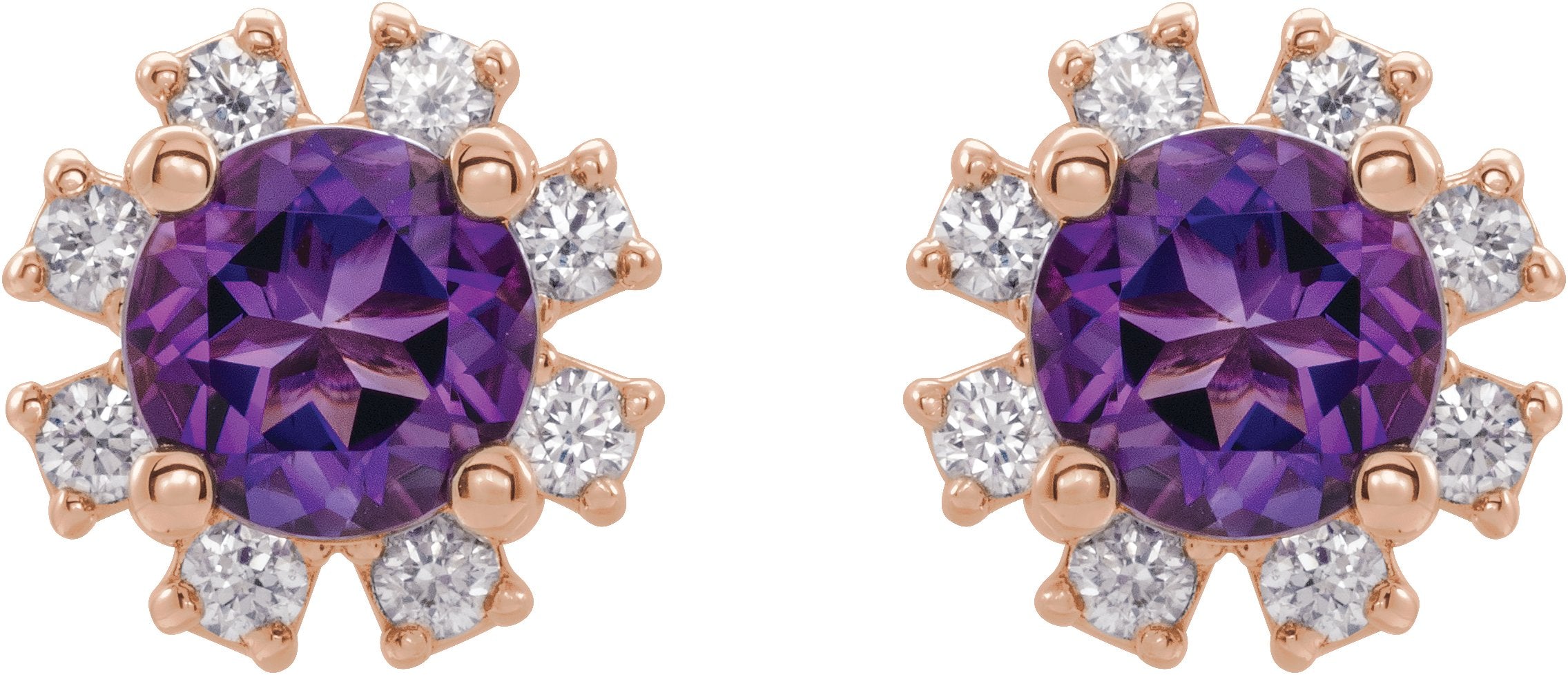 14K Rose Natural Amethyst & 1/2 CTW Natural Diamond Earrings 2000028:6197:P