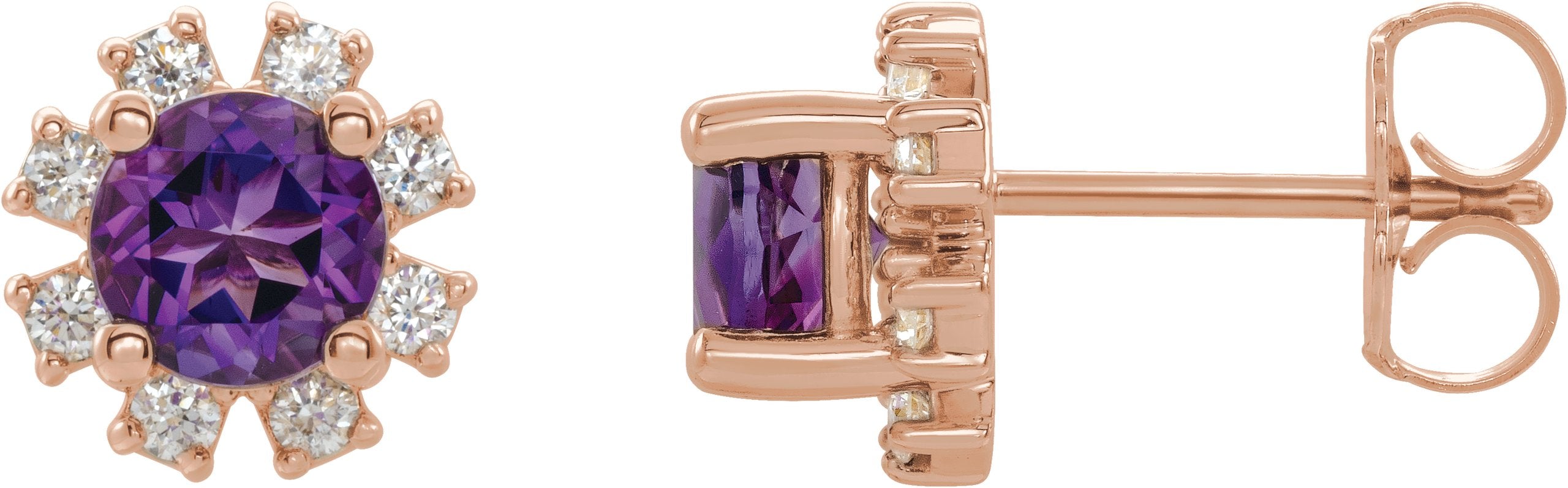 14K Rose Natural Amethyst & 1/2 CTW Natural Diamond Earrings 2000028:6197:P