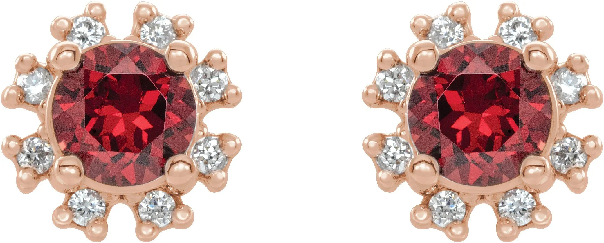 14K Rose Lab-Grown Ruby & 1/2 CTW Natural Diamond Earrings 2000028:6232:P