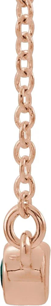 14K Rose Lab-Grown Alexandrite Bezel-Set Bar 18" Necklace 86840:6117:P