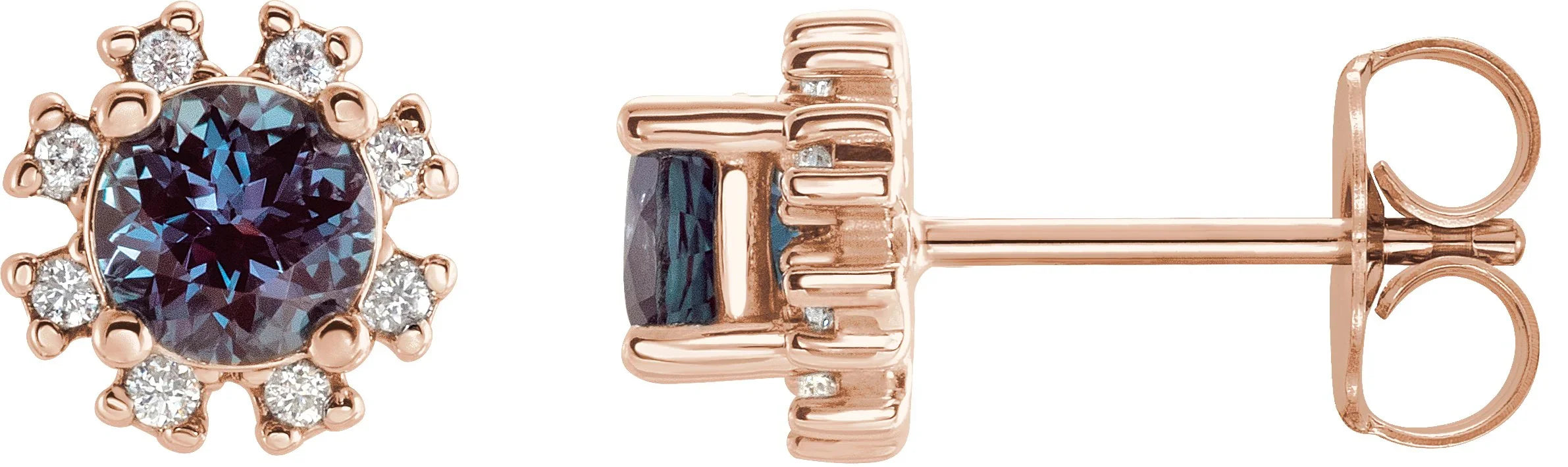 14K Rose Lab-Grown Alexandrite & 1/2 CTW Natural Diamond Earrings 2000028:6227:P